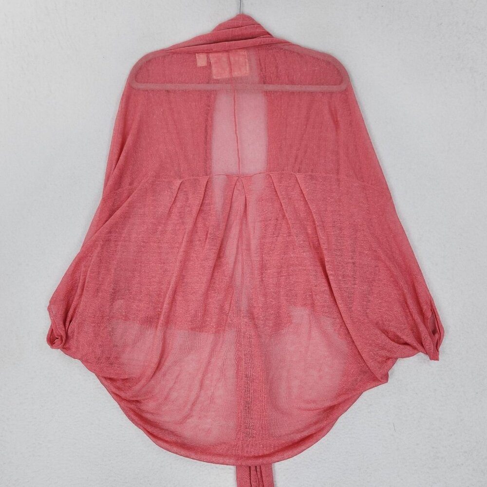 Anthropologie Angel Of The North Sweater Women Medium Pink Linen Blend Tie Front - Picture 15 of 16